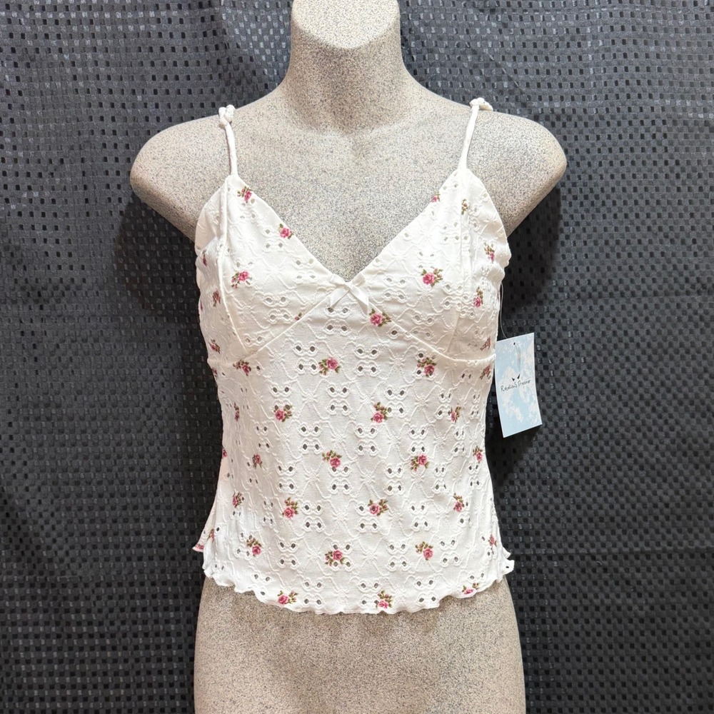 Rebellious Dreamer Eyelet Camisole Women Small White Floral Coquette Summer